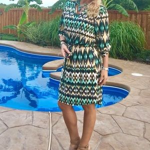 Tacera Printed Waist-Tie Dress